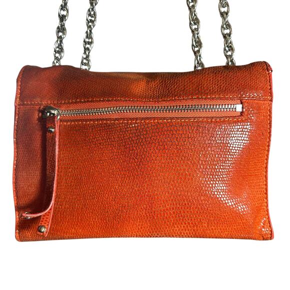Chez Fine Leather Goods Rare Orange Leather Crossbody Shoulder Bag textured - Picture 3 of 15